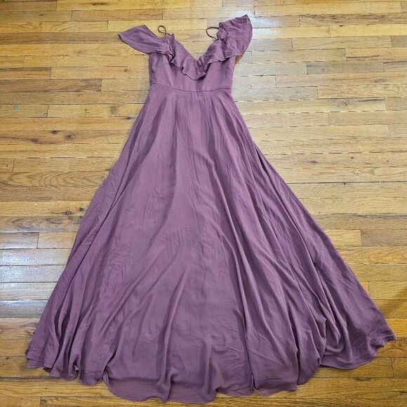 Anthropologie Jenny Yoo Mila Dress Cold Shoulder Maxi Gown Size 2 - Picture 2 of 10